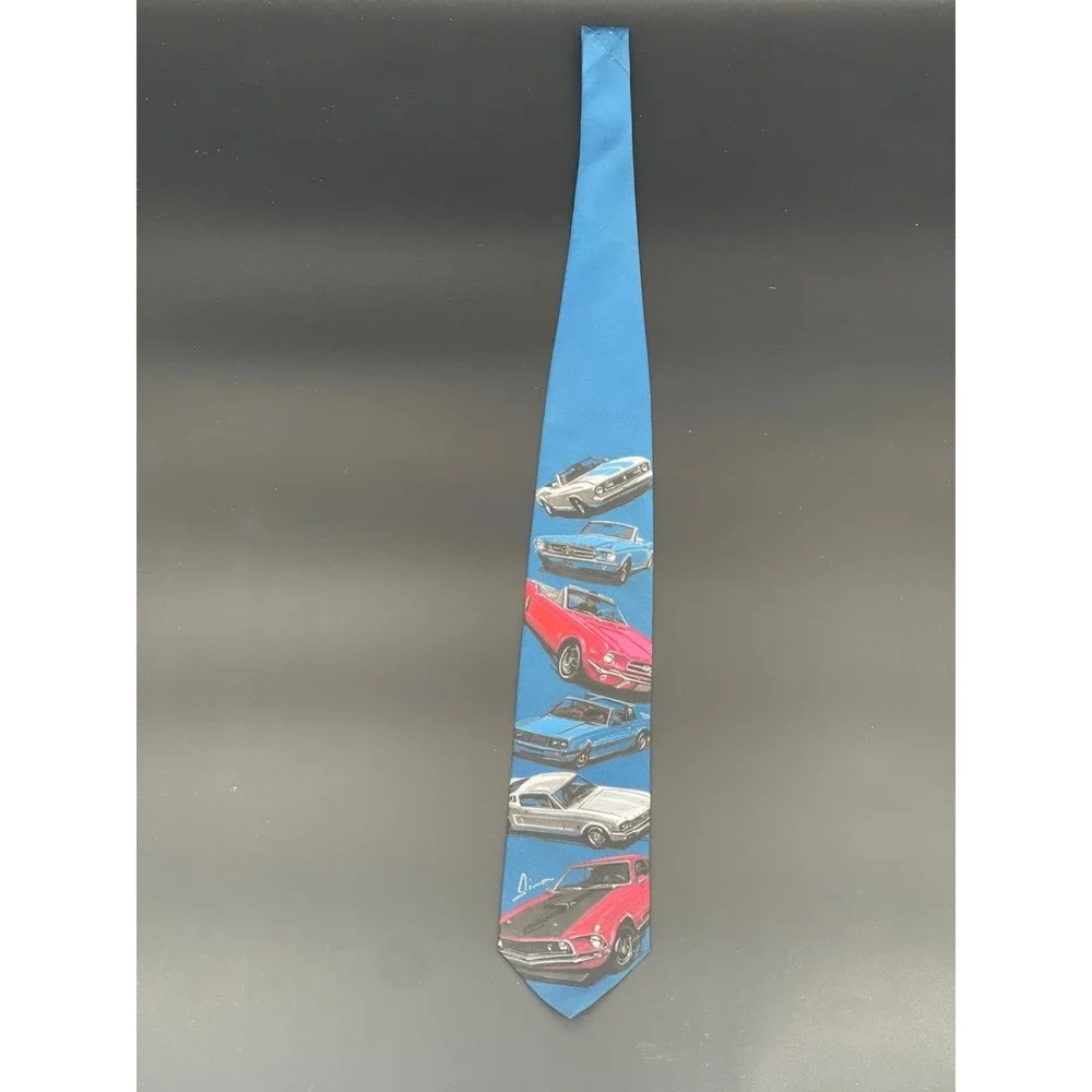Ralph‎ Marlin Ford Mustang Car Tie Blue Vintage Novelty Classic Auto One Size